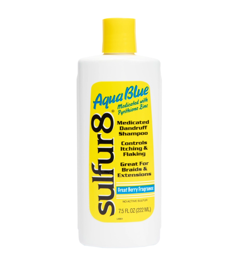 The New AquaBlue Medicated Dandruff Shampoo by Sulfur8.